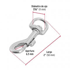 MOSQUETON C/DESTORCEDOR FIERO (TRUPER) DE ZINC 2" #BDZ-2 (BANZ-2) (44029)