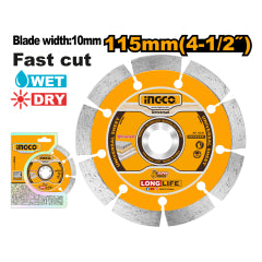 DISCO DIAMANTADO SEGMENTADO INGCO SECO 115 (4.1/2") X 22.2 MM #DMD011152