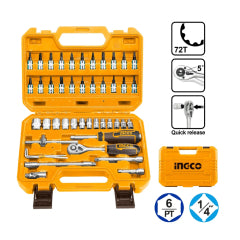 JUEGO DADOS C/CHICHARRA INGCO 1/4" DR - JGO 46 PZS. #HKTS14462