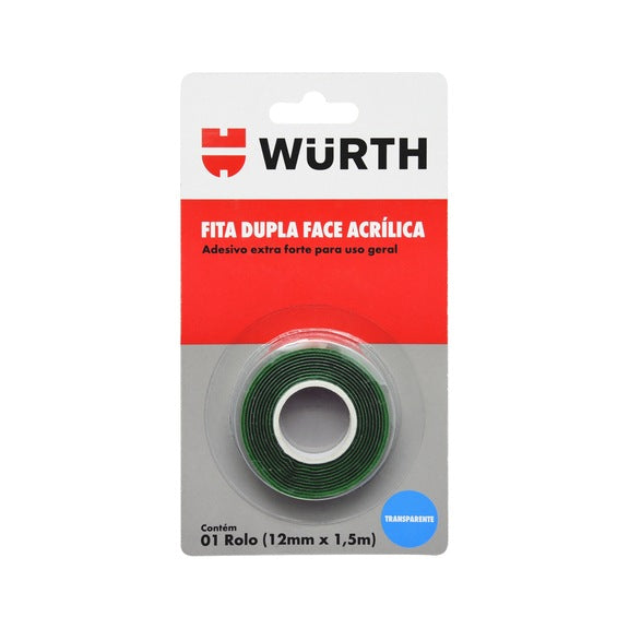CINTA DOBLE FAZ TRANSPARENTE 12MMX1. - WURTH