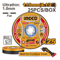 DISCO CORTAR METAL INGCO ULTRAFINOS JGO. 25 PZAS 4.1/2" X 1 X 7/8" #MCD11011525