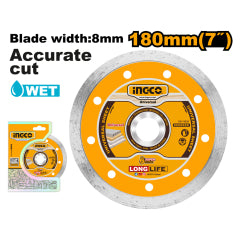 DISCO DIAMANTADO CONTINUO INGCO HUMEDO 180 (7") X 22.2MM #DMD021802