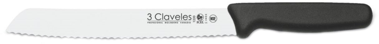 CUCHILLO TRES CLAVELES # 1220 MGO POLIPR NEGRO 21 CMS PANERO