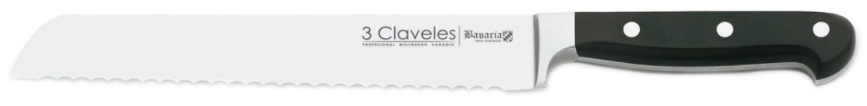CUCHILLO TRES CLAVELES # 1591 INOX FORJADO M/ALEMAN PANERO 20 CMS (OF)