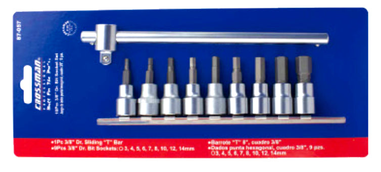 DADO CROSSMAN PTA.HEXAG.# 87-057 3/8 DR C/CORREDIZO JG.10 PZS (OF)