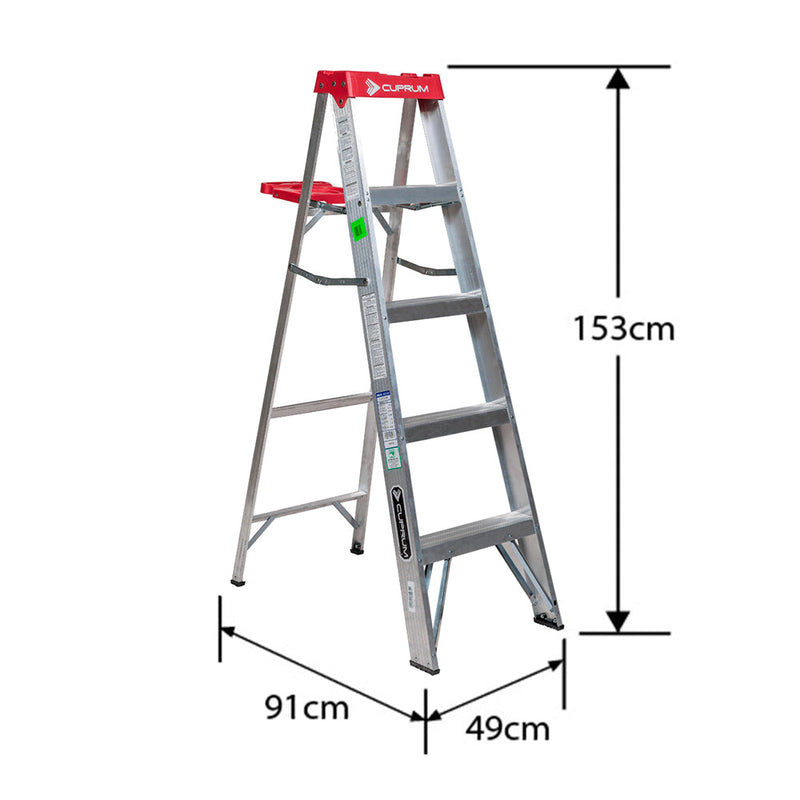 ESCALERA ALUMINIO TIJERA 1.53 M. 5 PELDAÑOS 150 KG CUPRUM
