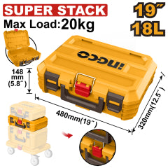 CAJA HERRAMIENTAS INGCO APILABLE 19" 48x32x14.8CM 15KG #PBXS102