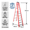 ESCALERA FIBRA VIDRIO TIJERA 12 PELDAÑOS 225KG CUPRUM