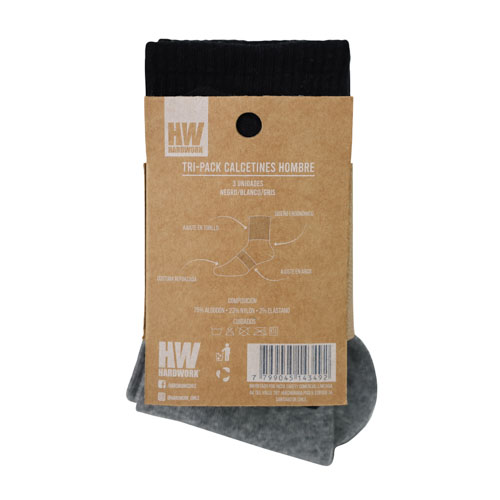 TRIPACK CALCETINES HW ALGODON TOBILLERO HOMBRE