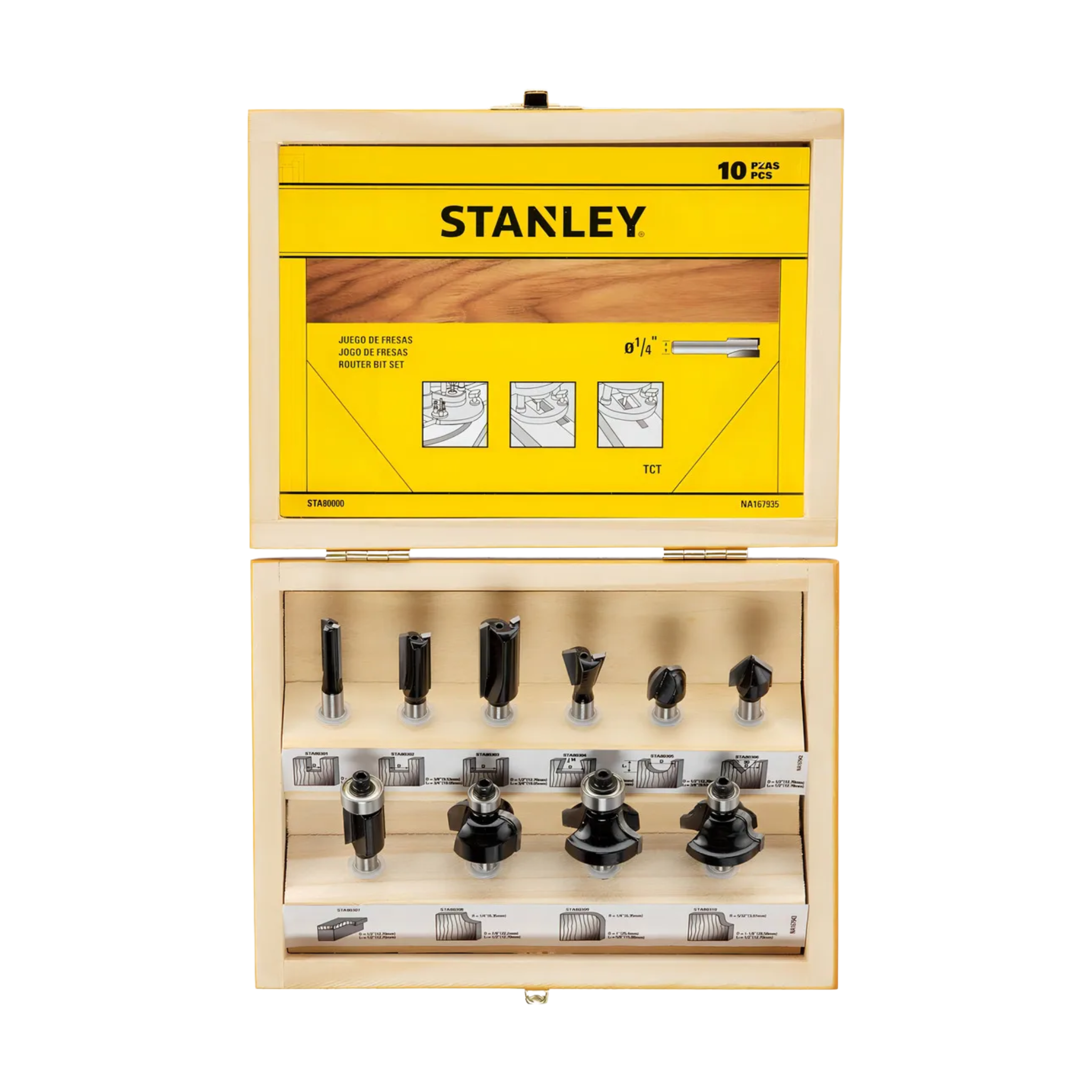 JGO FRESAS VASTAGO 1/4 10 PZ (STA80000)