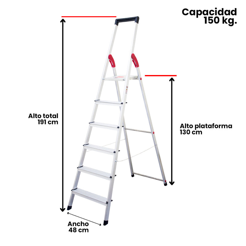 ESCALERA ALUMINIO TIJERA 6 PELDAÑOS MAGNA