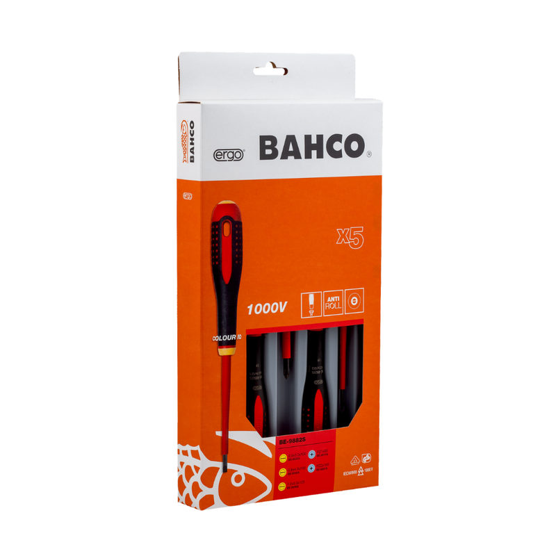 Juego Atornilladores Ranurados y Pozidriv 1000V 5 Piezas Bahco