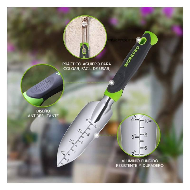 JUEGO HERRAMIENTAS JARDIN 5 PIEZAS (BOLSO VERDE)