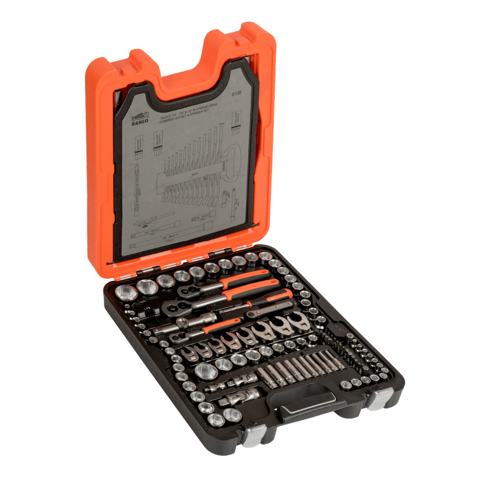 Juego de Dados Chicharras y Llaves combinadas de 138 piezas BAHCO