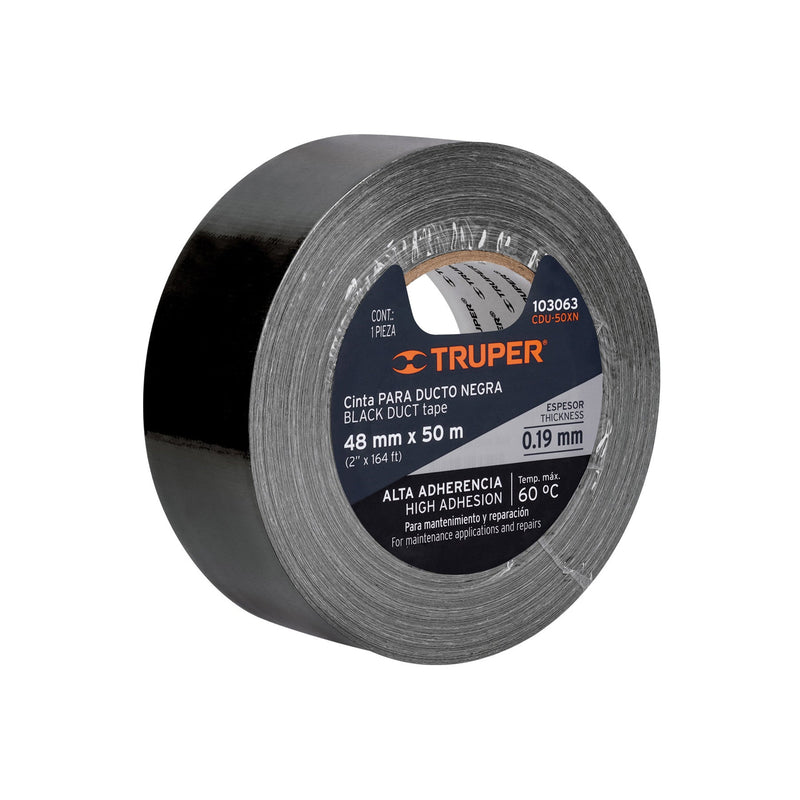 CINTA P/DUCTOS TRUPER NEGRA ADHESIVO TERMOFUSIBLE (PQTE 4 ROLLOS) #CDU-50XN (103063)