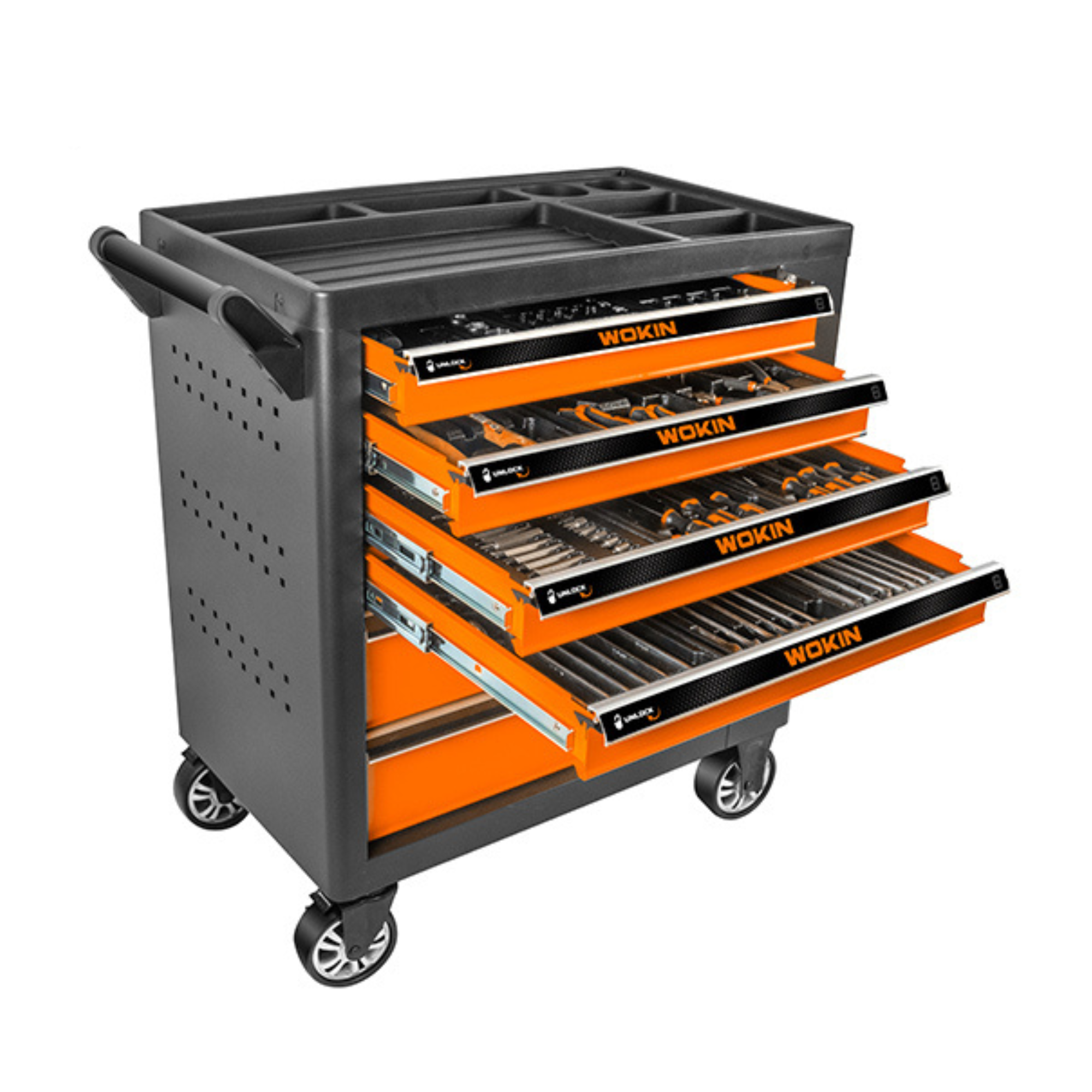 Carro porta herramientas para taller 6 cajones 163 piezas Wokin