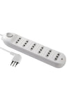 Alargador 6 tomas 5 metros, c/ switch Blanco