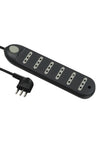 Alargador  6 tomas 5 metros, c/ switch Negro