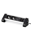 Zapatilla aluminio escritorio 2 pos. + 2 USB Aluminio