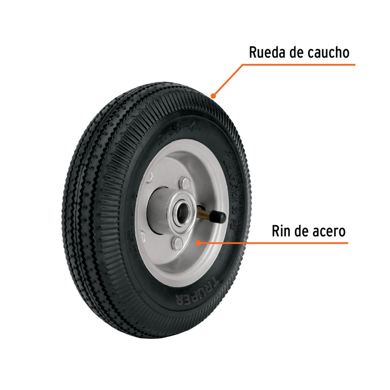 RUEDA COMPLETA FIERO (TRUPER) LIGERA C/EJE LATERAL. DIAMETRO 10" # LLN-10L (45902)