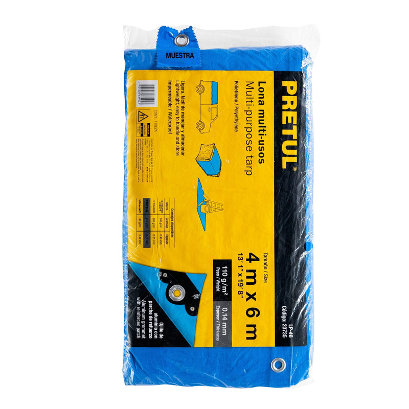 LONA POLIETILENO PRETUL (TRUPER) AZUL 4X6MTS ESPESOR 0.14MM #LP-46 (23735)