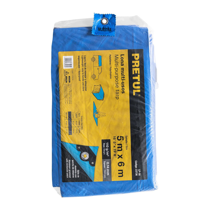 LONA POLIETILENO PRETUL (TRUPER) AZUL 5X6MTS ESPESOR 0.14MM #LP-56 (23736)