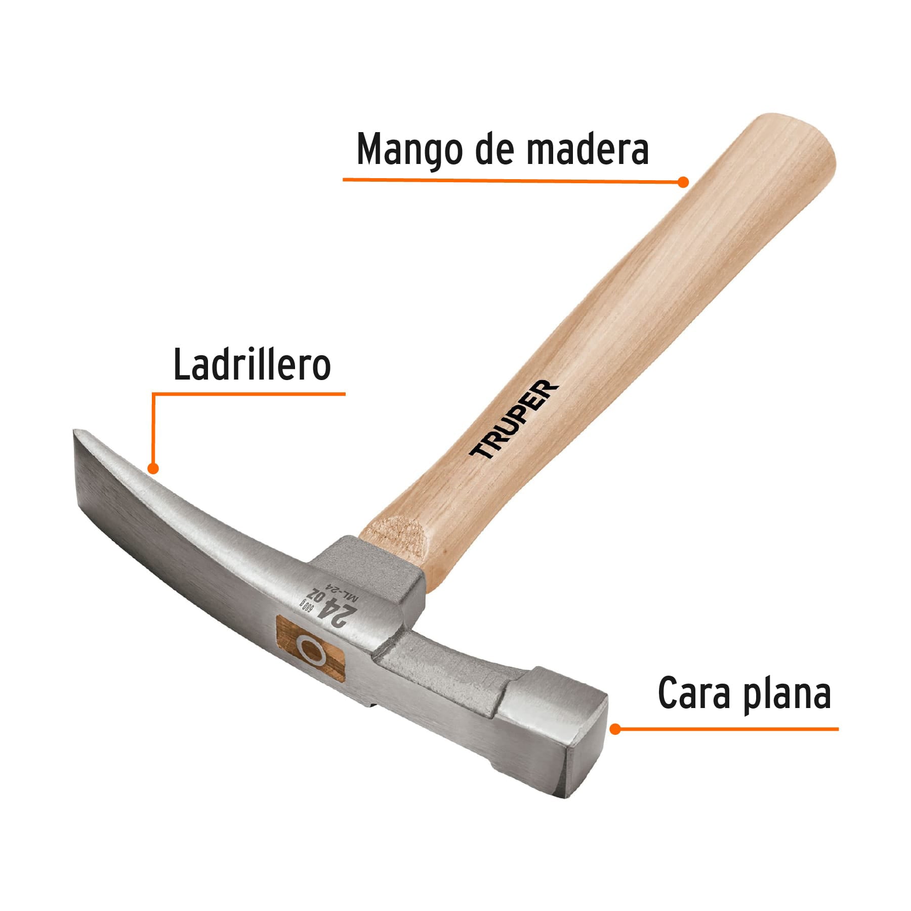 MARTILLO LADRILLERO TRUPER M/MADERA HICKORY 24 OZ.# ML-24 (16861)