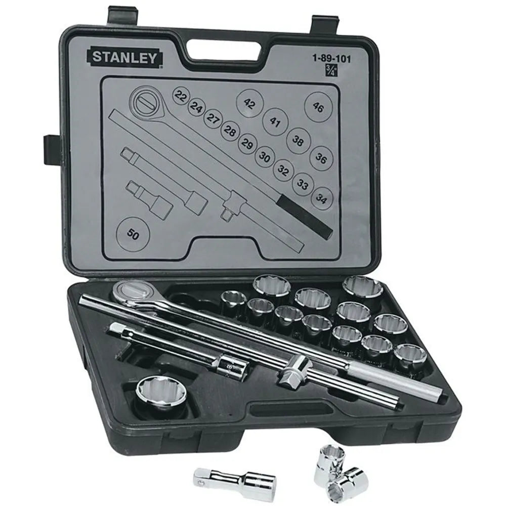Jgo. dados 3/4 22-50 mm. 19 pzas. (89-101) - STANLEY
