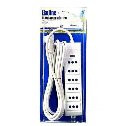 Alargador multiple de 3 mts. 6 posiciones (0606492 (93pt0m7598) - ARTICULOS ELECTRICOS