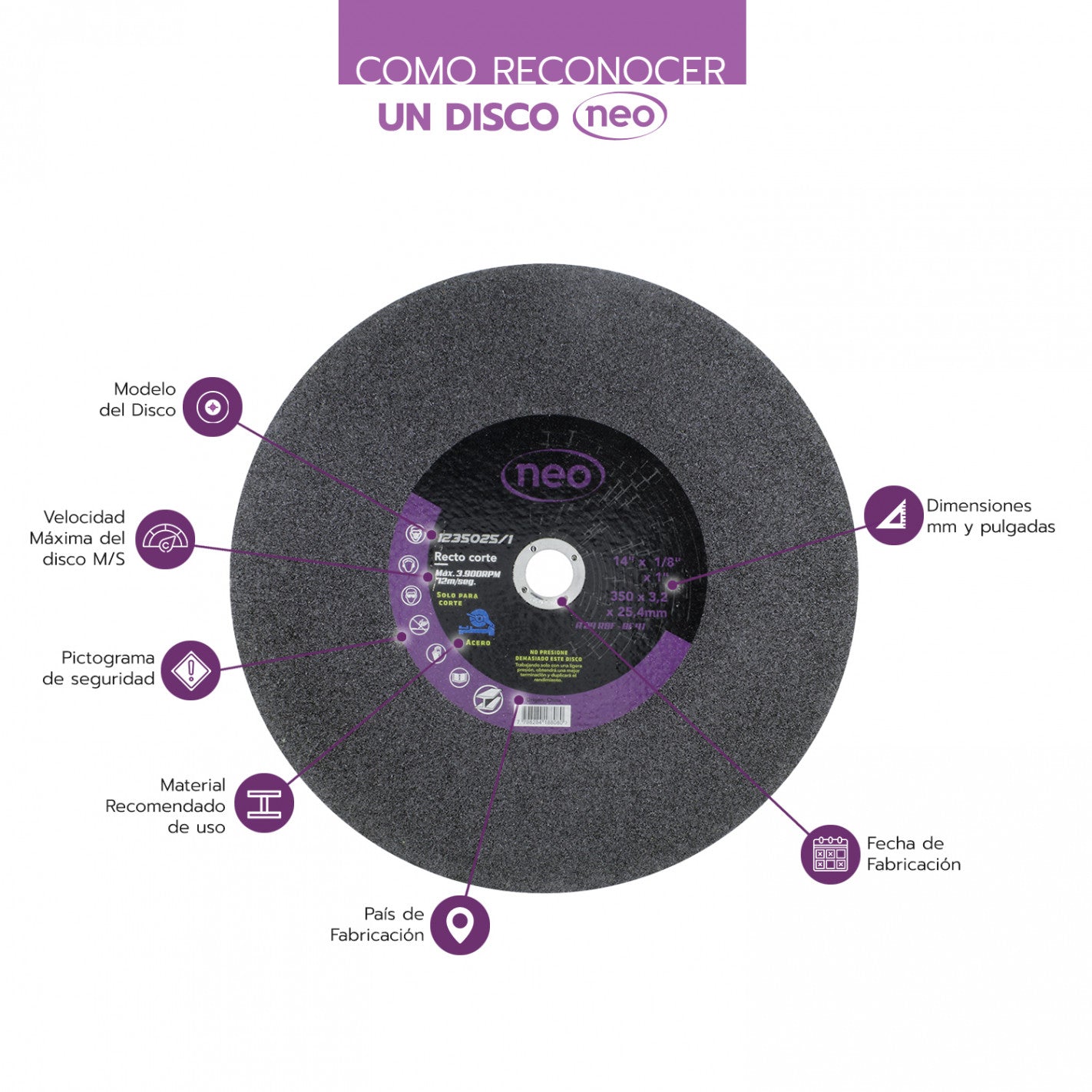 DISCO CORTE 14" x 3.2mm METAL/INOX 1235025/1