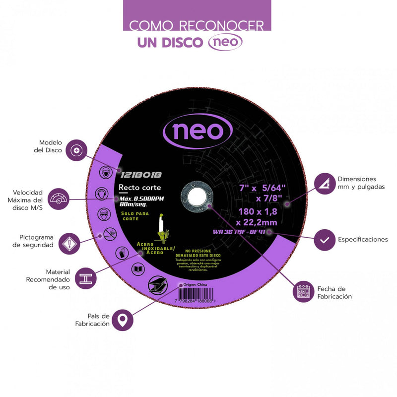 DISCO CORTE 7" x 1.8mm METAL/INOX 1218018