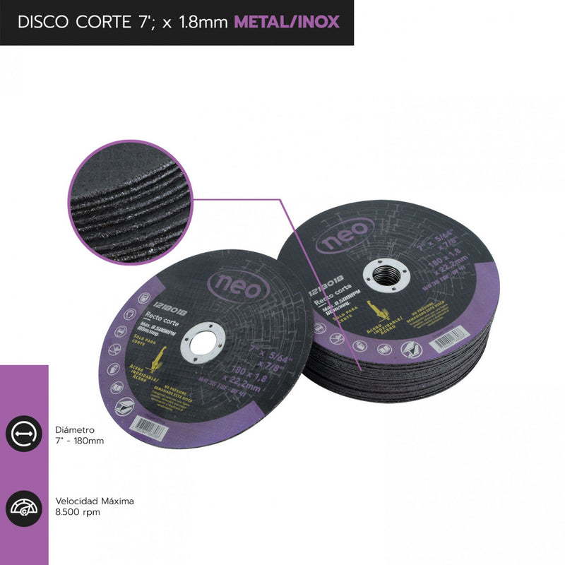 DISCO CORTE 7" x 1.8mm METAL/INOX 1218018