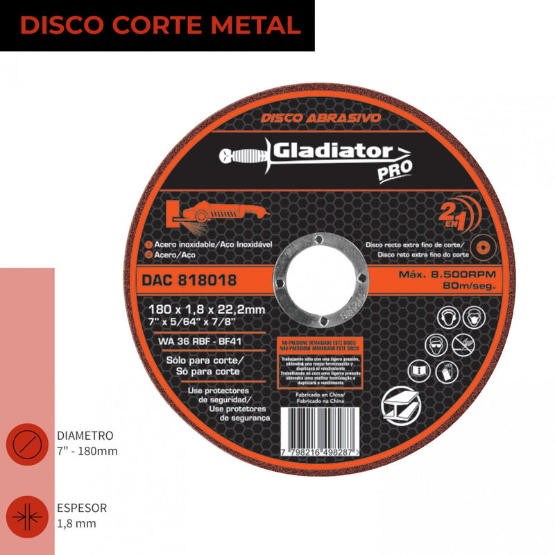 DISCO CORTE 7" x 1.8mm METAL/INOX DAC 818018