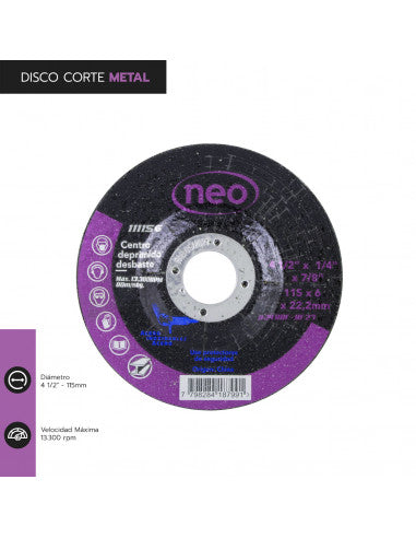 DISCO DESBASTE 4 1/2 x 6 x 22.2mm METAL 111156