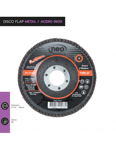 DISCO FLAP 4 1/2" ACERO / MADERA GR 60 DFA 1011560