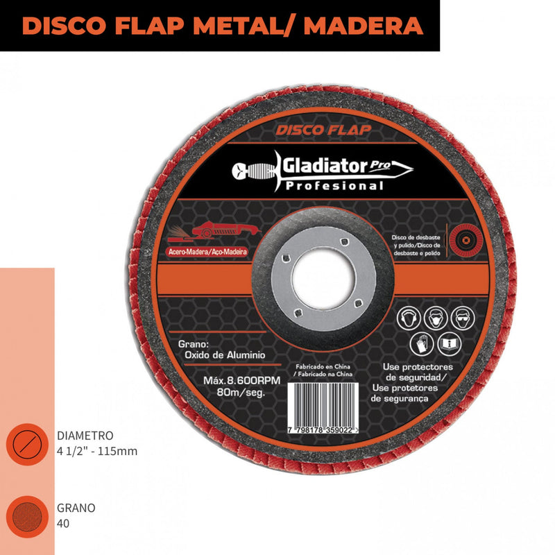 DISCO FLAP 4 1/2" ACERO Y MADERA GR 40 DFA 811540