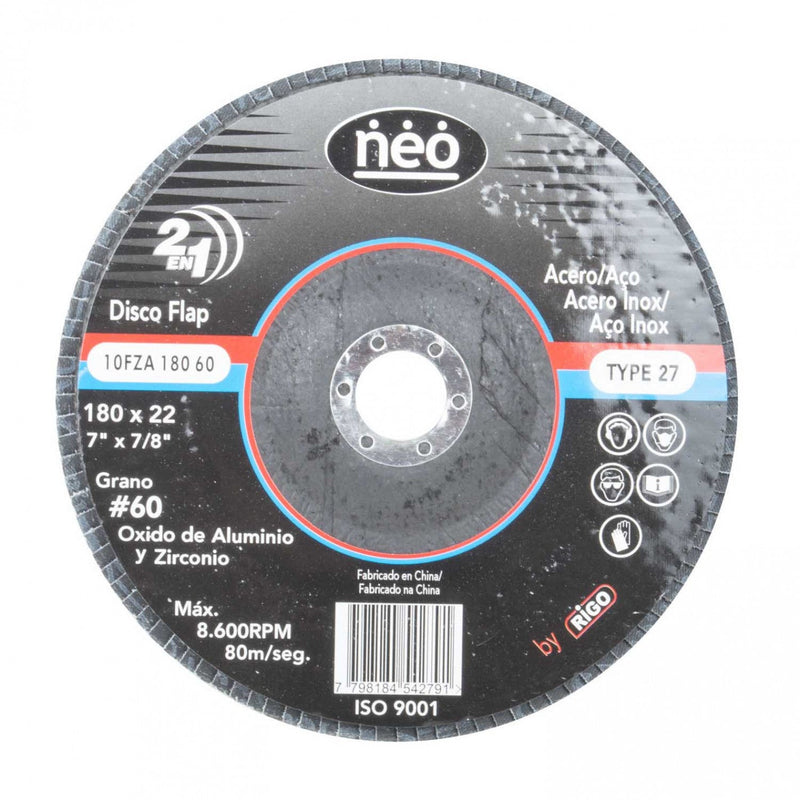 DISCO FLAP 7 ACERO Y ACERO INOX GR 60 18060