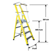ESCALERA FIBRA VIDRIO PLATAFORMA 4 PELDAÑOS CON BARANDA DOBLE
