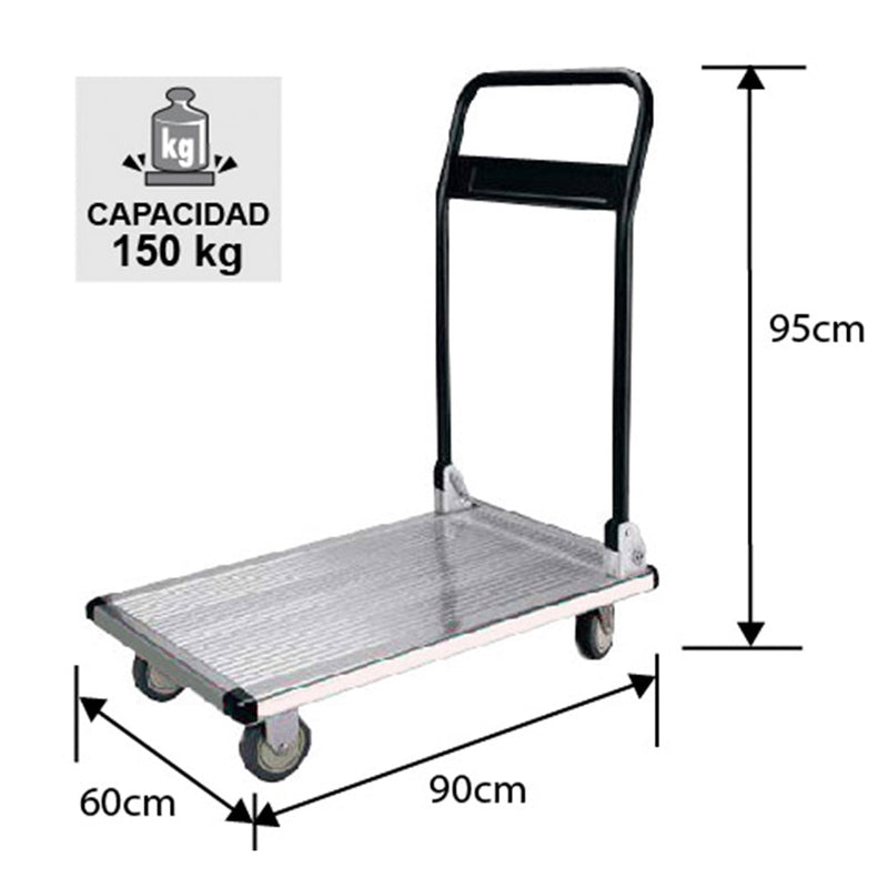 CARRO ALUMINIO MANGO ABATIBLE Y PLEGABLE 150 KG.