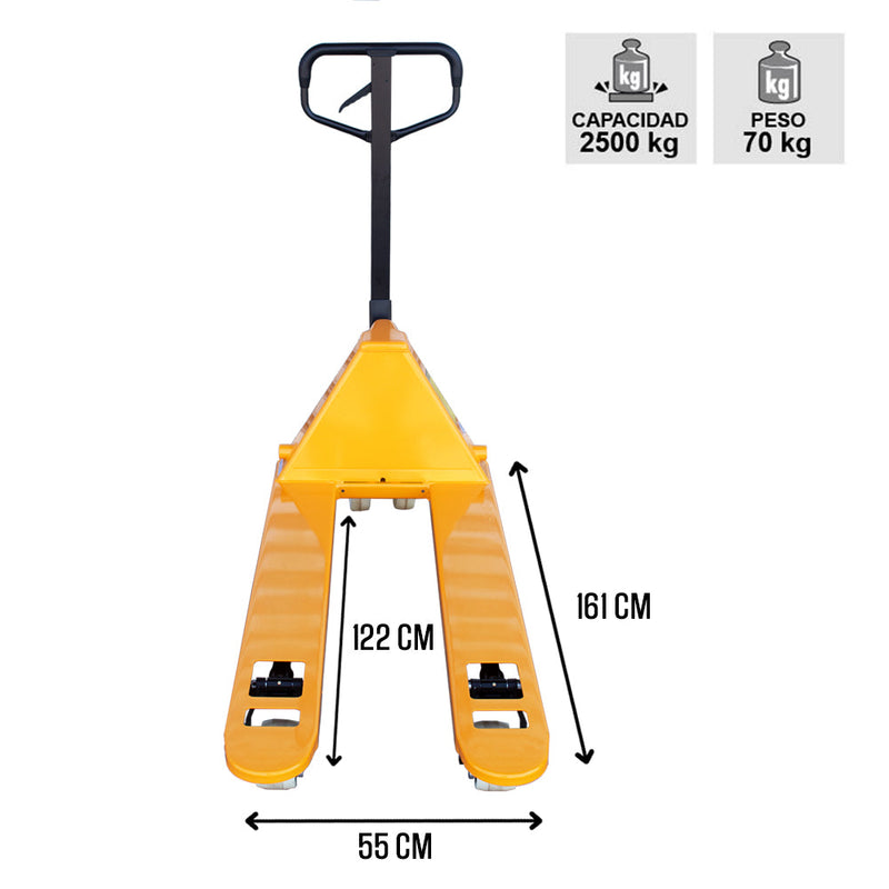 TRANSPALETA MANUAL 2500 KG. NYLON 550 MM