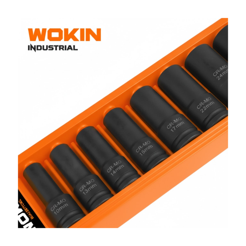 Juego de Dados de Impacto Largos 1/2". 10 Piezas Wokin