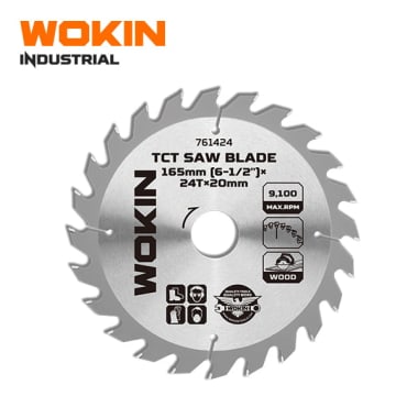 Disco Sierra TCT 165mm(6-1/2")x24Tx20mm Wokin